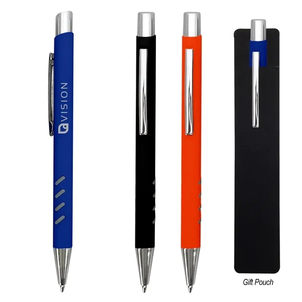 Plunger-action rubberized aluminum Brea pen with a unique grip design.... from ASI 61125 Hit Promotional Products / Hit®