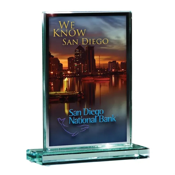 Medium award made of glass, measuring 6" x 7 3/8", and... from ASI 61125 Hit Promotional Products / Hit®