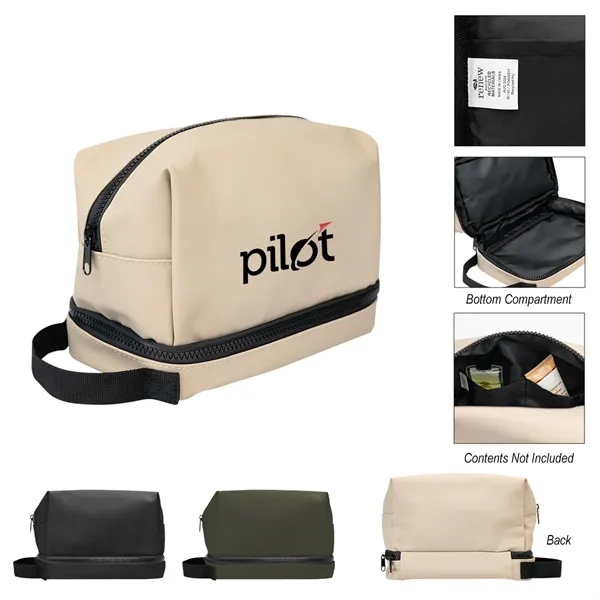 6.5" x 9" recycled polyester cosmetics bag with zipper compartments and... from ASI 61125 Hit Promotional Products / Hit®