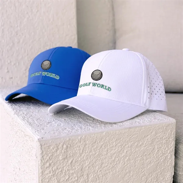 6 panel cap made from 100% rPET with perforated back panels... from ASI 61125 Hit Promotional Products / Hit®