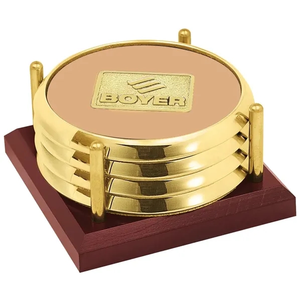 Four Coasters with Solid Cherry Tray... from ASI 40480 Koozie Group