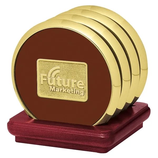 Four Coasters with Solid Cherry Stand... from ASI 40480 Koozie Group / Norwood