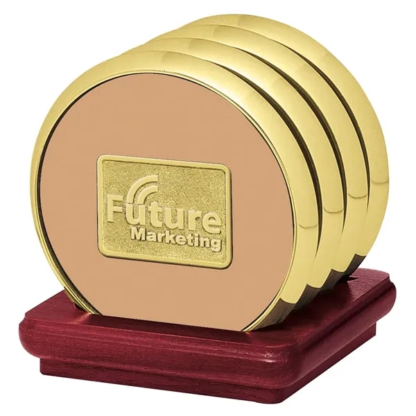 Four Coasters with Solid Cherry Stand... from ASI 40480 Koozie Group / Norwood