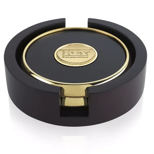 Two Round Coasters with Wood Tray... from ASI 40480 Koozie Group / Norwood