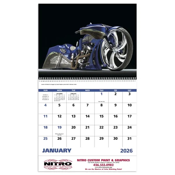 11 x 19 2024 Motorcycles calendar on #60 glossy paper with... from ASI 40480 Koozie Group / Norwood Triumph Calendar