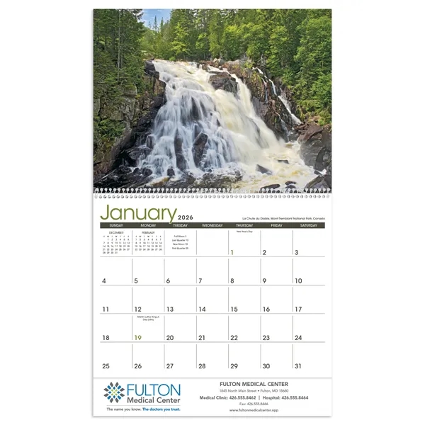 11 x 19 2024 Waterfalls calendar on 70# glossy paper with... from ASI 40480 Koozie Group / Norwood Triumph Calendar