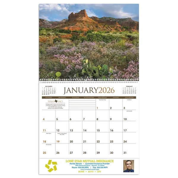 11 x 19 2024 Texas calendar on 70# glossy paper with... from ASI 40480 Koozie Group / Norwood Triumph Calendar
