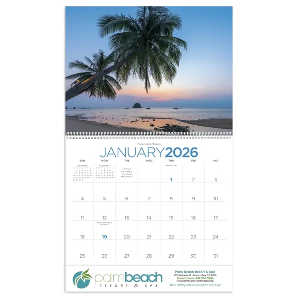 11 x 19 2024 Beaches calendar on 70# glossy paper with... from ASI 40480 Koozie Group / Norwood Triumph Calendar