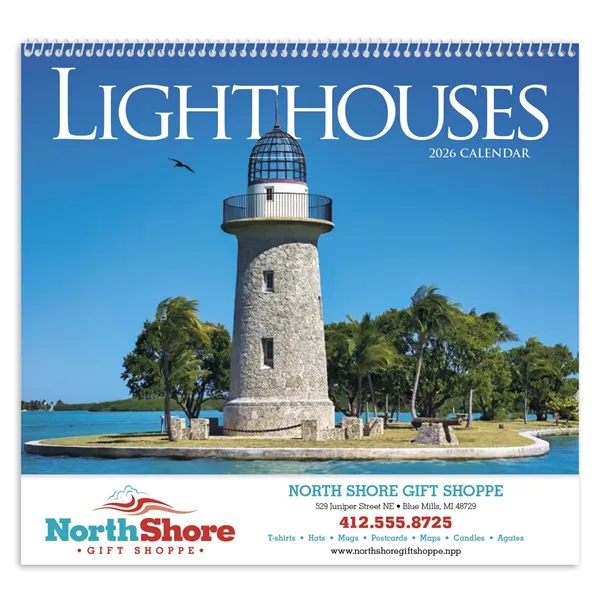 11 x 19 2024 Lighthouses calendar on 70# glossy paper and... from ASI 40480 Koozie Group / Norwood Triumph Calendar