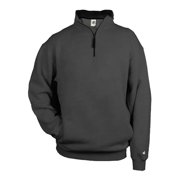 Quarter-zip pullover made of ring-spun cotton/polyester fleece featuring a hidden tunnel... from ASI 84358 S&S Activewear