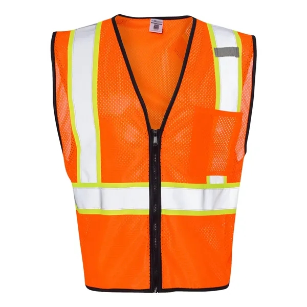 Economy vest with contrast zipper front and 2" wide reflective material... from ASI 84358 S&S Activewear