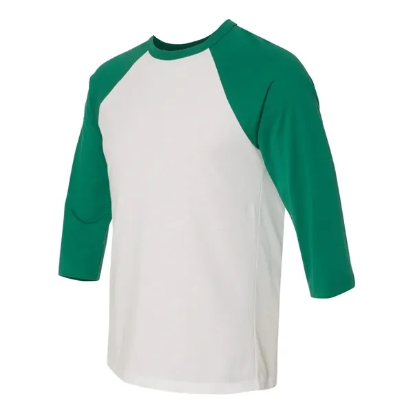 Unisex three-quarter sleeve baseball T-shirt with a retail fit, side seams,... from ASI 84358 S&S Activewear