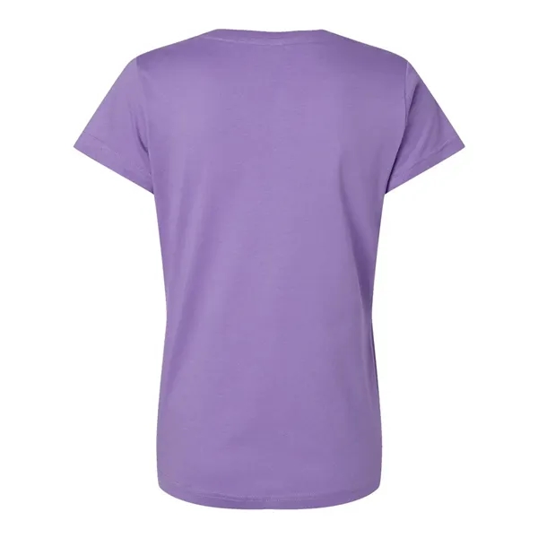 Women's fine jersey longer length V-neck T-shirt. Blank product.... from ASI 84358 S&S Activewear