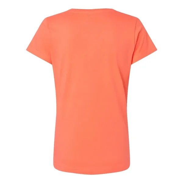 Women's fine jersey longer length V-neck T-shirt. Blank product.... from ASI 84358 S&S Activewear