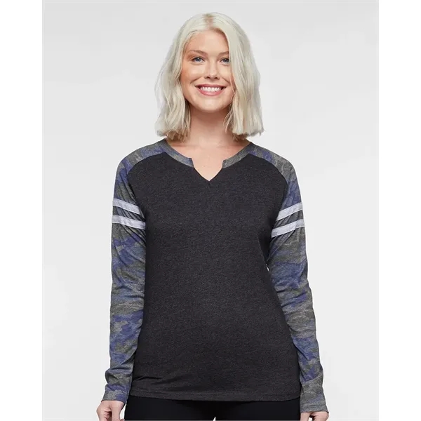 Women's Fine Jersey Mash Up Long Sleeve T-Shirt... from ASI 84358 S&S Activewear