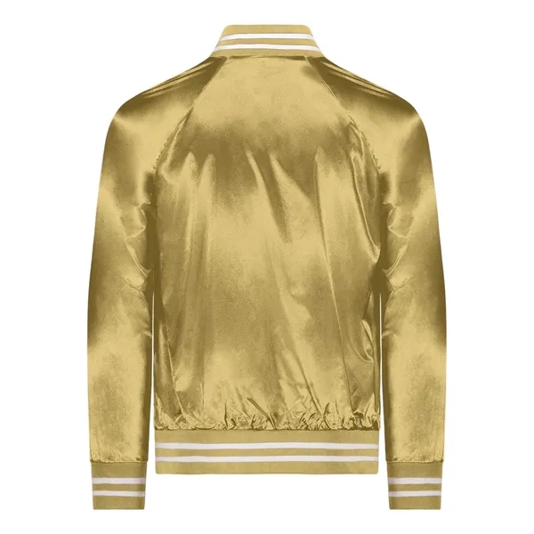 Satin Baseball Jacket Striped Trim... from ASI 84358 S&S Activewear