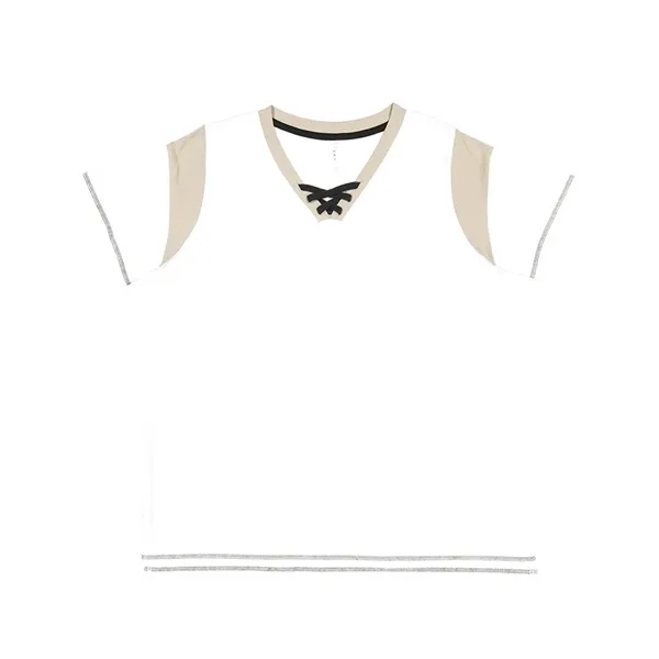 Ladies' Curvy Lace Up Fine Jersey Tee... from ASI 84358 S&S Activewear