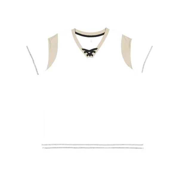 Ladies' Curvy Lace Up Fine Jersey Tee... from ASI 84358 S&S Activewear