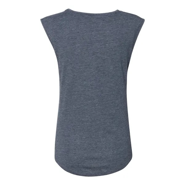 Women's poly-cotton blended sleeveless V-neck top with self-fabric bound armholes, modestly... from ASI 84358 S&S Activewear