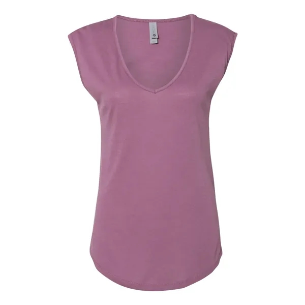 Women's poly-cotton blended sleeveless V-neck top with self-fabric bound armholes, modestly... from ASI 84358 S&S Activewear