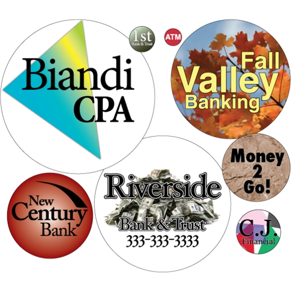 Circle shaped labels on roll with 4CP printing.... from ASI 89910 Stouse, LLC