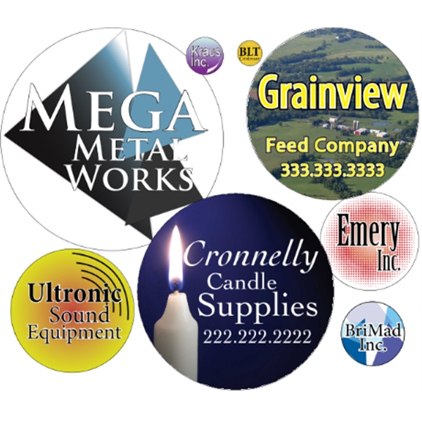 Circle shaped labels on roll with 4CP printing.... from ASI 89910 Stouse, LLC