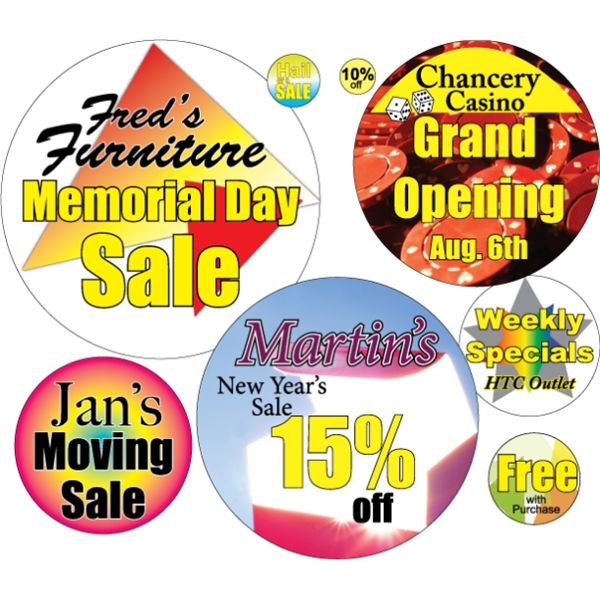 Circle shaped labels on roll with 4CP printing.... from ASI 89910 Stouse, LLC