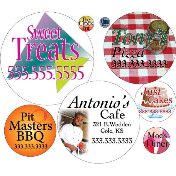 Circle shaped labels on roll with 4CP printing.... from ASI 89910 Stouse, LLC