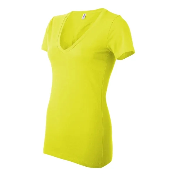 Women's jersey t-shirt with deep v-neck. Blank product.... from ASI 84358 S&S Activewear
