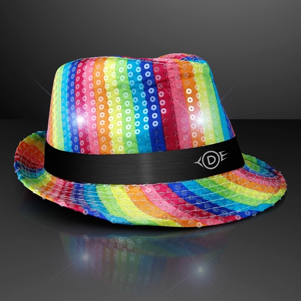 Blank or Imprinted. Custom shiny fedora hats with flashing lights.... from ASI 34194 ALightPromos / Alight Promotional Products