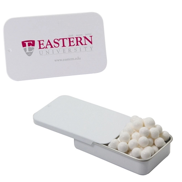 Slider tin filled with a treat of your choice between mints,... from ASI 61125 Hit Promotional Products