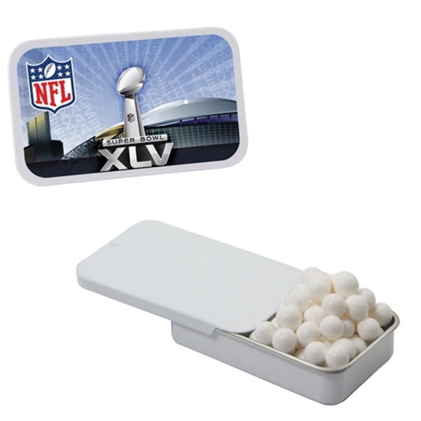 Slider tin filled with a treat of your choice between mints,... from ASI 61125 Hit Promotional Products