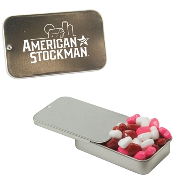 Slider tin filled with a treat of your choice between mints,... from ASI 61125 Hit Promotional Products