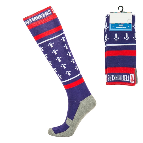 Custom one-size-fits-most running-length sport style socks with a fully customizable design.... from ASI 88060 Snugz/USA Inc / Sweda®