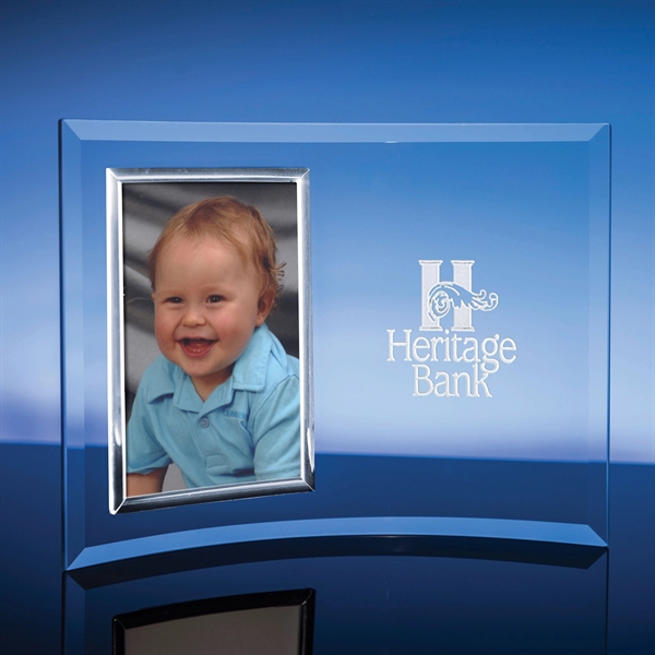 Free-standing vertical photo frame made of jade crystal with a silver... from ASI 62985 J. Charles