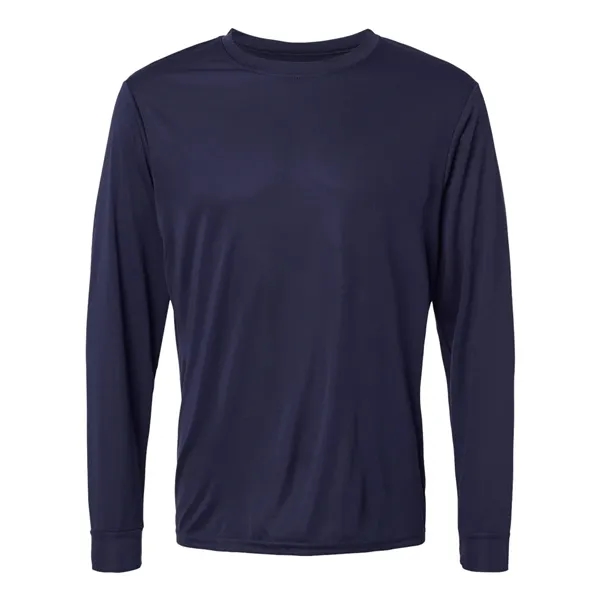 Performance long sleeve t-shirt with a self-fabric collar and cuffs. Blank... from ASI 84358 S&S Activewear
