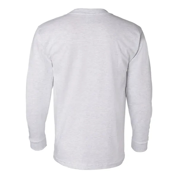 Adult USA made heavyweight 100% cotton long sleeve t-shirt with pocket.... from ASI 84358 S&S Activewear