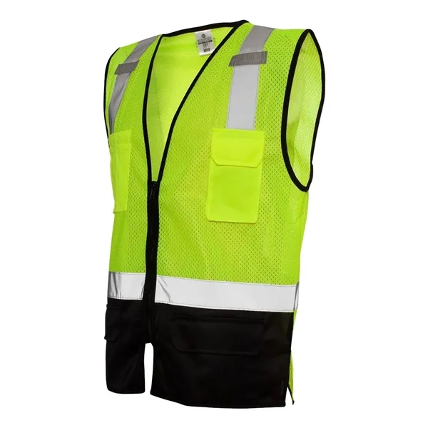 Lime vest with 2" wide silver reflective material. Blank.... from ASI 84358 S&S Activewear