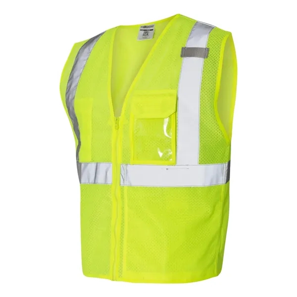 Polyester mesh vest with reflective material and multiple pockets.... from ASI 84358 S&S Activewear