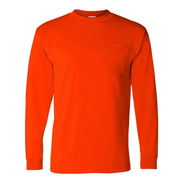 USA Made 50/50 Long Sleeve T-Shirt with a Pocket... from ASI 84358 S&S Activewear