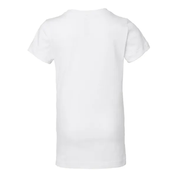 Girls' longer length t-shirt with taped neck. Blank product.... from ASI 84358 S&S Activewear