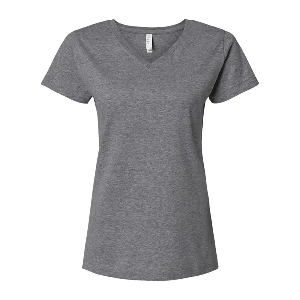Women's fine jersey longer length V-neck T-shirt. Blank product.... from ASI 84358 S&S Activewear