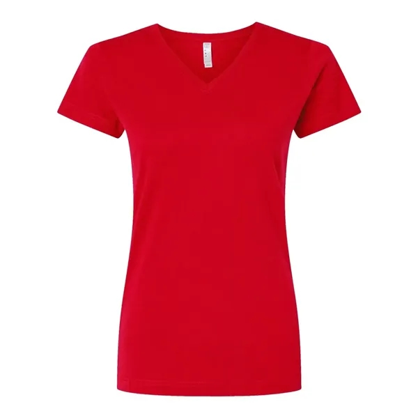 Women's fine jersey longer length V-neck T-shirt. Blank product.... from ASI 84358 S&S Activewear
