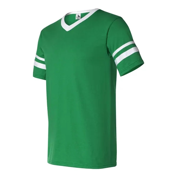 V-neck jersey with striped sleeves. Blank product.... from ASI 84358 S&S Activewear