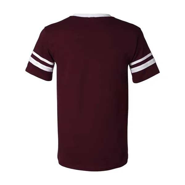 V-neck jersey with striped sleeves. Blank product.... from ASI 84358 S&S Activewear