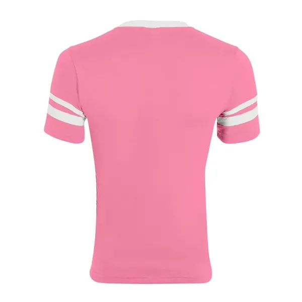 V-neck jersey with striped sleeves. Blank product.... from ASI 84358 S&S Activewear