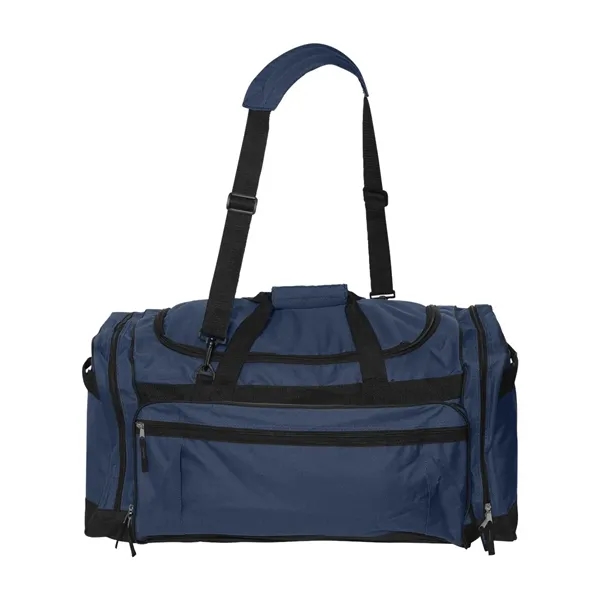 Large polyester duffel bag with two large zipper side pockets. Blank.... from ASI 84358 S&S Activewear