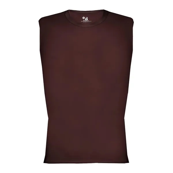 Sleeveless compression tee with stretch body fit, self-fabric collar, and double-needle... from ASI 84358 S&S Activewear