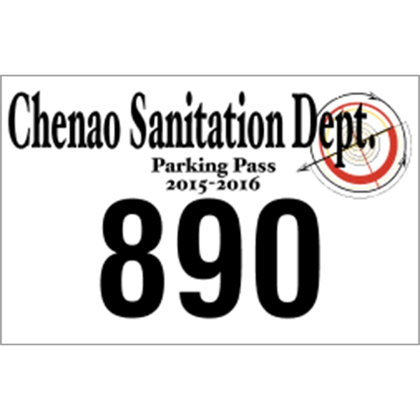 3.5" x 2.25" parking permit made of white vinyl.... from ASI 89910 Stouse, LLC