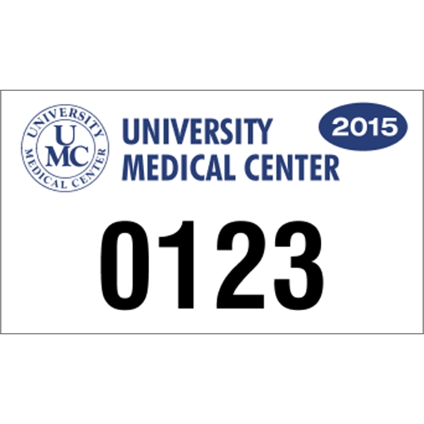 4.75" x 2.75" parking permit made of white vinyl.... from ASI 89910 Stouse, LLC